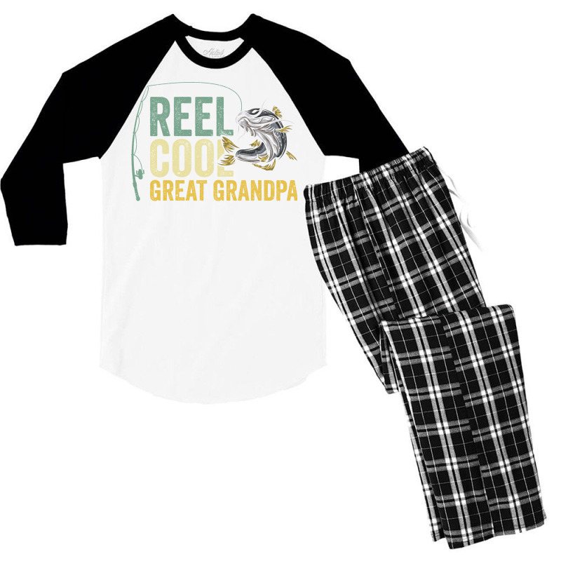 Reel Cool Great Grandpa Fisherman Fishing Stars Men's 3/4 Sleeve Pajama Set | Artistshot