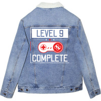 Level 9 Complete 9th Birthday Year Old Gamer Gift Unisex Sherpa-lined Denim Jacket | Artistshot