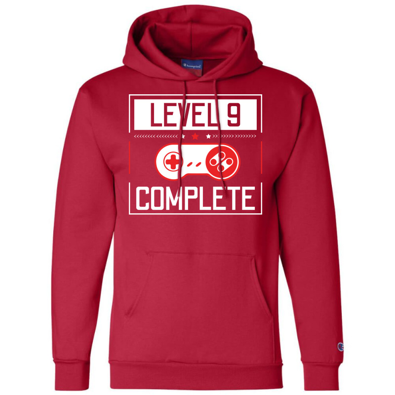 Level 9 Complete 9th Birthday Year Old Gamer Gift Champion Hoodie by rosyambilolf | Artistshot