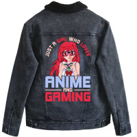 Just A Girl Who Loves Anime And Gaming Music Unisex Sherpa-lined Denim Jacket | Artistshot