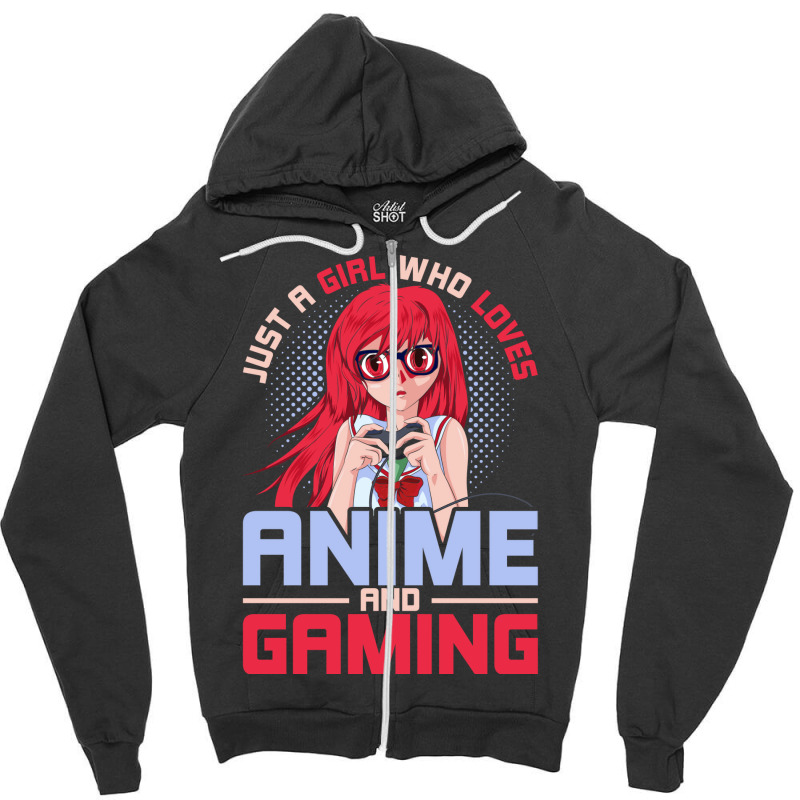 Just A Girl Who Loves Anime And Gaming Music Zipper Hoodie by inkidimerk | Artistshot