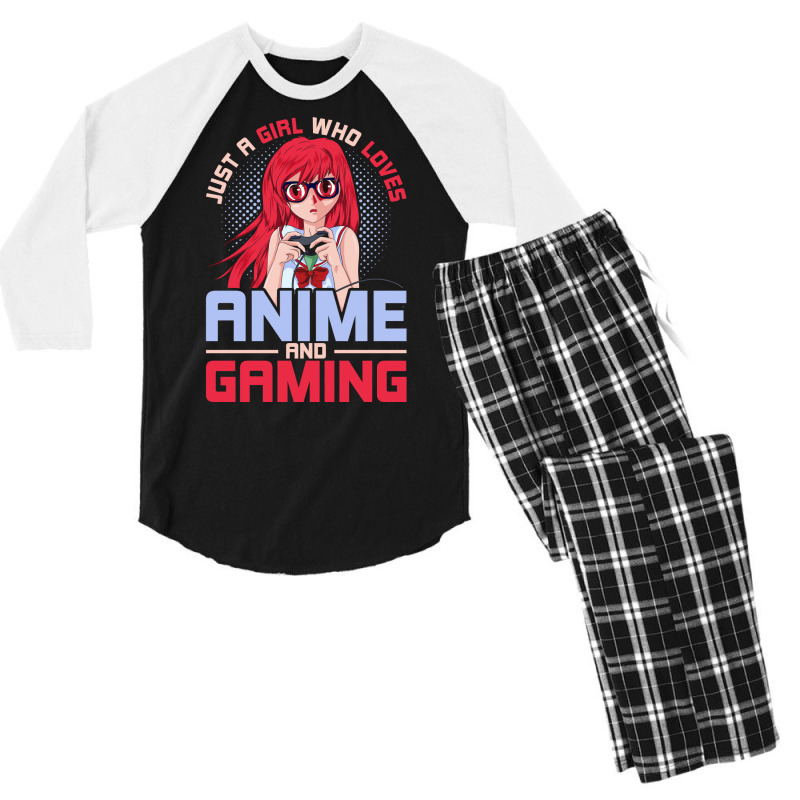 Just A Girl Who Loves Anime And Gaming Music Men's 3/4 Sleeve Pajama Set by inkidimerk | Artistshot