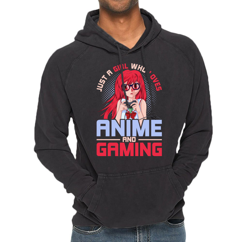 Just A Girl Who Loves Anime And Gaming Music Vintage Hoodie by inkidimerk | Artistshot