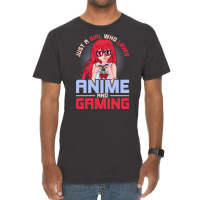 Just A Girl Who Loves Anime And Gaming Music Vintage T-shirt | Artistshot