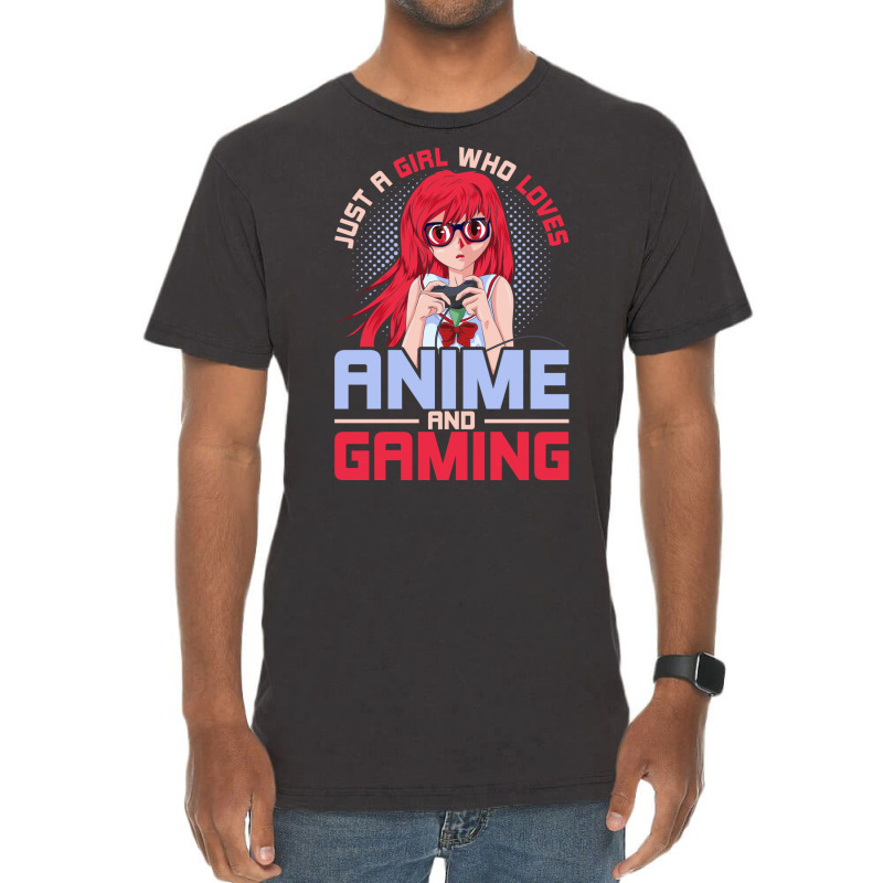 Just A Girl Who Loves Anime And Gaming Music Vintage T-Shirt by inkidimerk | Artistshot