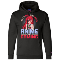 Just A Girl Who Loves Anime And Gaming Music Champion Hoodie | Artistshot