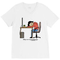 Hard Day At Work English 80s V-neck Tee | Artistshot