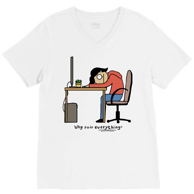 Hard Day At Work English 80s V-neck Tee | Artistshot