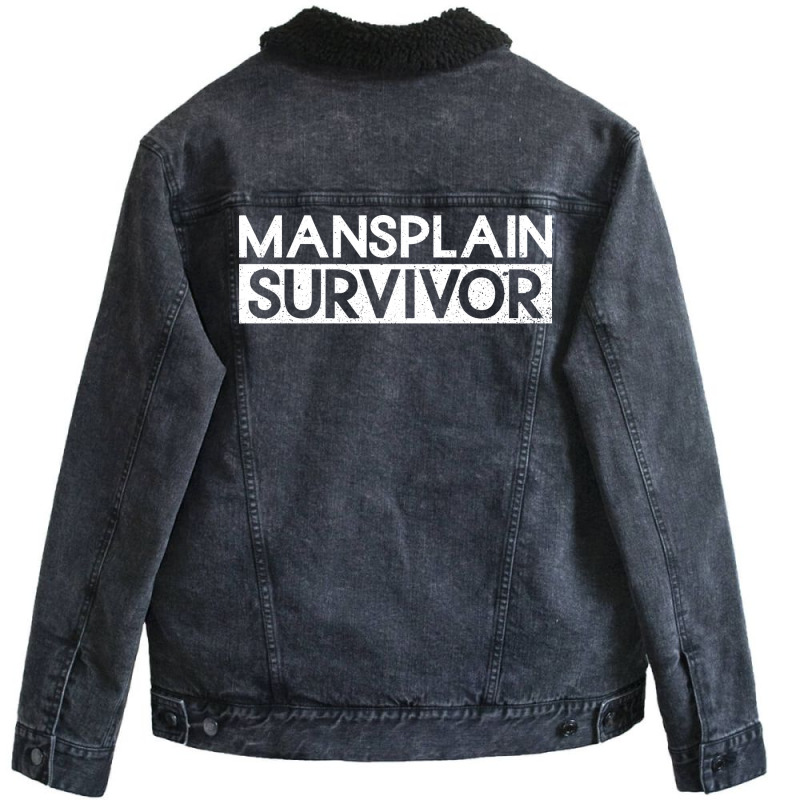 Mansplain Survivor Feminism Feminist Womens Rights Unisex Sherpa-Lined Denim Jacket by vonnezramzele | Artistshot