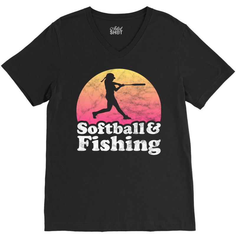 Softball And Fishing Gift For Softball Players Fan V-neck Tee | Artistshot