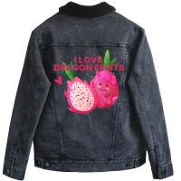 I Love Dragon Fruits Gift Unisex Sherpa-lined Denim Jacket | Artistshot