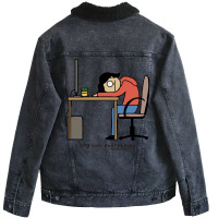 Hard Day At Work English Nature Unisex Sherpa-lined Denim Jacket | Artistshot