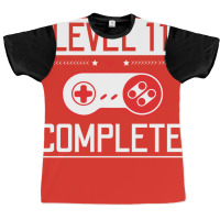 Level 11 Complete 11th Birthday Year Old Gamer Gif Graphic T-shirt | Artistshot