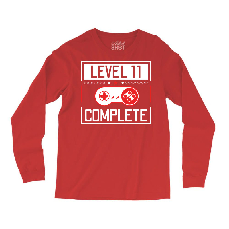 Level 11 Complete 11th Birthday Year Old Gamer Gif Long Sleeve Shirts | Artistshot