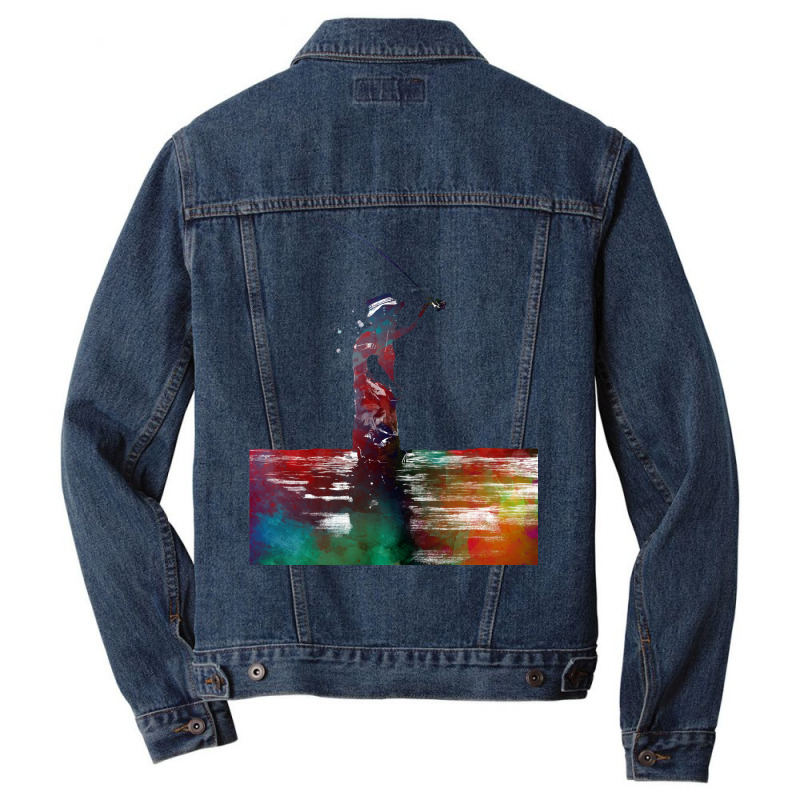 Fishing Sport Art Fishing Boy Men Denim Jacket by duszekahumy | Artistshot