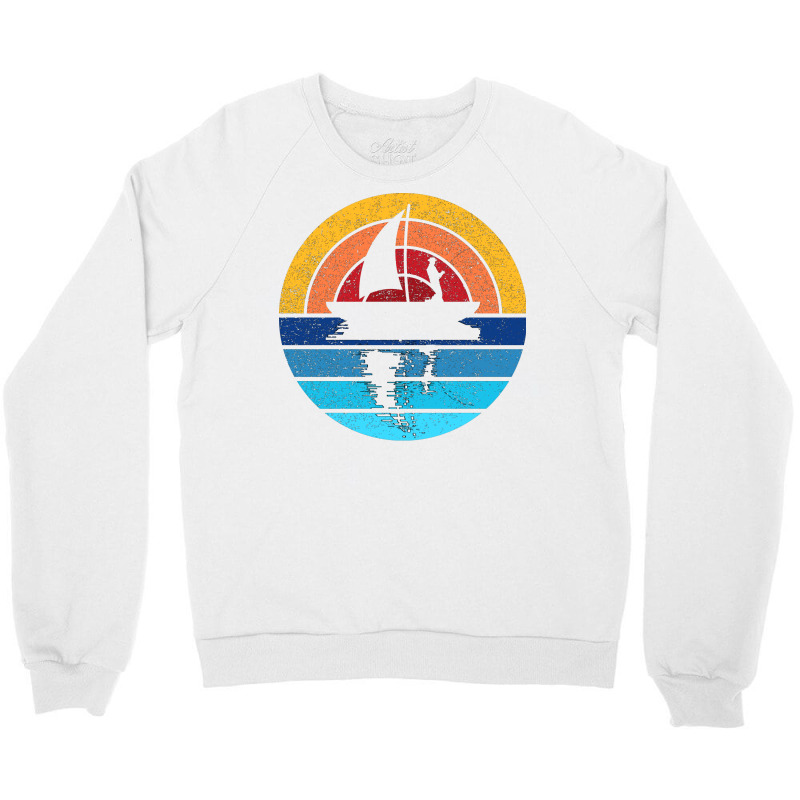 Fishing Outdoors Retro Sunset Design 80s Nature Crewneck Sweatshirt by rallyjov0 | Artistshot