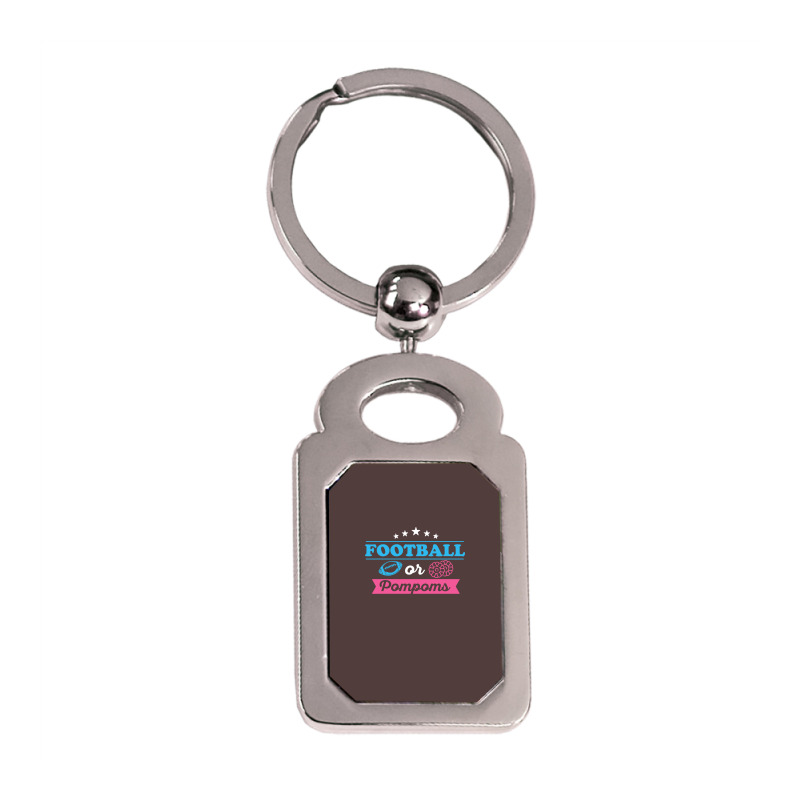 Gender Reveal Football Design For Your Football Fa Silver Rectangle Keychain | Artistshot