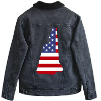 New Hampshire Map Silhouette Filled With Us Flag O Unisex Sherpa-lined Denim Jacket | Artistshot