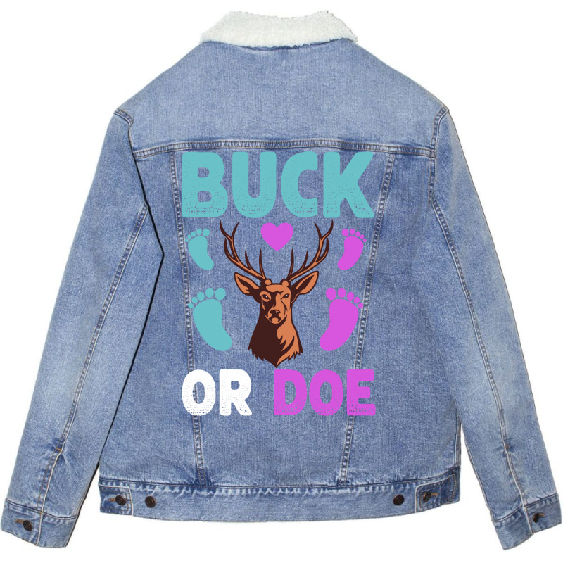 Buck Or Doe Gender Reveal Matching Ba Blue Nature Unisex Sherpa-lined Denim Jacket | Artistshot