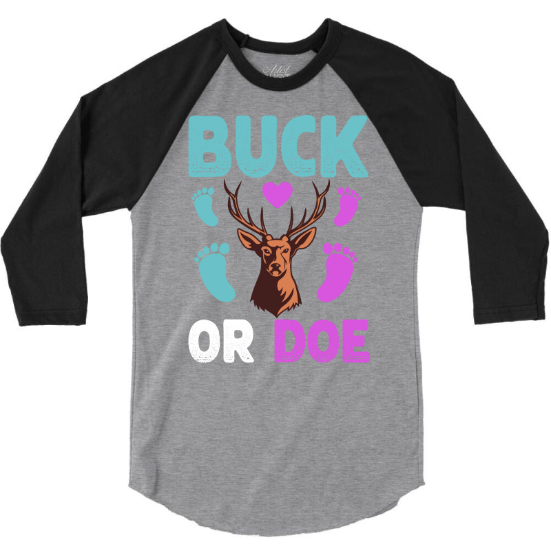 Buck Or Doe Gender Reveal Matching Ba Blue Nature 3/4 Sleeve Shirt | Artistshot