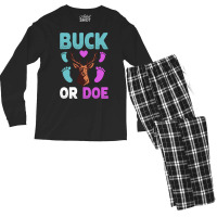 Buck Or Doe Gender Reveal Matching Ba Blue Nature Men's Long Sleeve Pajama Set | Artistshot