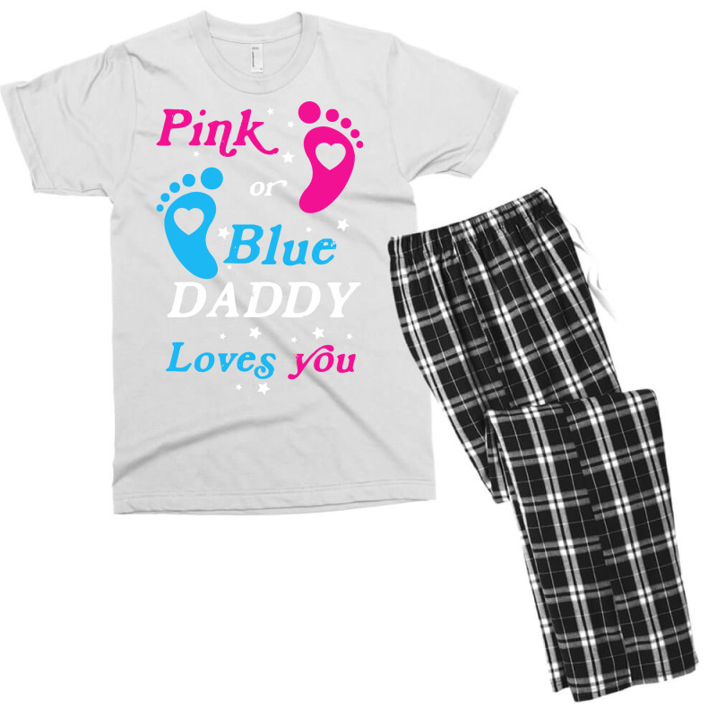 Pink Or Blue Daddy Loves You Gender Nature Men's T-shirt Pajama Set by tindalberkay9 | Artistshot