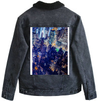 New York City At Night Unisex Sherpa-lined Denim Jacket | Artistshot