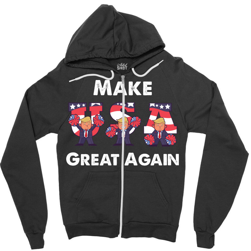 45 Squared Trump 2020 Second Term Usa Zipper Hoodie by arif1 | Artistshot