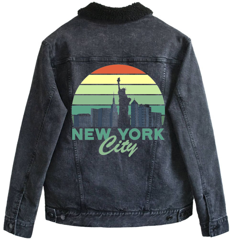 New York City Skyline Product Design Mask Tshirt Unisex Sherpa-lined Denim Jacket | Artistshot