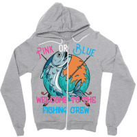 Gender Reveal Fishing Design For A Fishermen Funny Zipper Hoodie | Artistshot