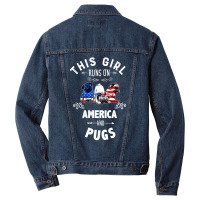 This Girl Runs On America And Pugs Dog American Flag Patriotic 4th Of Men Denim Jacket | Artistshot