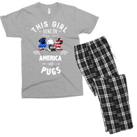 This Girl Runs On America And Pugs Dog American Flag Patriotic 4th Of Men's T-shirt Pajama Set | Artistshot