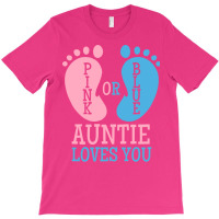 Gender Reveal Auntie Pink Or Blue Nostalgia T-shirt | Artistshot