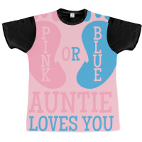 Gender Reveal Auntie Pink Or Blue Nostalgia Graphic T-shirt | Artistshot