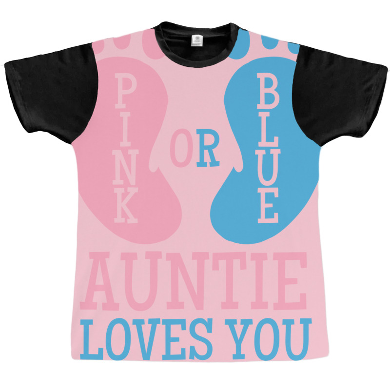 Gender Reveal Auntie Pink Or Blue Nostalgia Graphic T-shirt | Artistshot