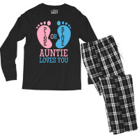 Gender Reveal Auntie Pink Or Blue Nostalgia Men's Long Sleeve Pajama Set | Artistshot