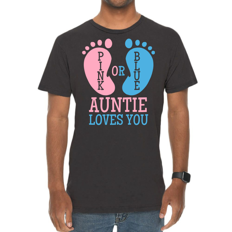 Gender Reveal Auntie Pink Or Blue Nostalgia Vintage T-shirt | Artistshot