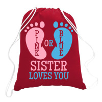 Gender Reveal Sister Pink Or Blue Vintage Drawstring Bags | Artistshot