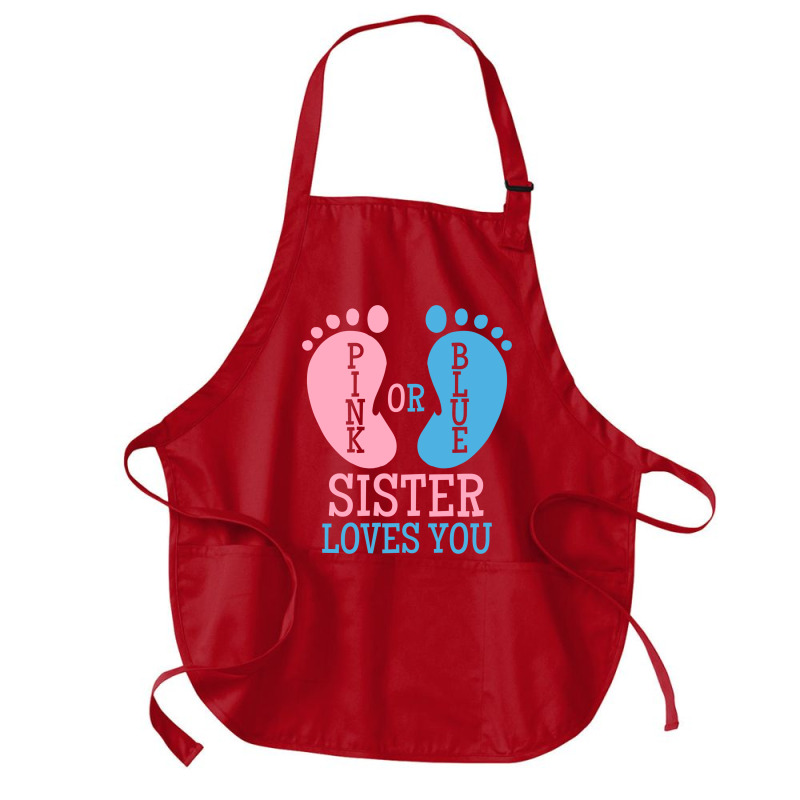 Gender Reveal Sister Pink Or Blue Vintage Medium-length Apron | Artistshot