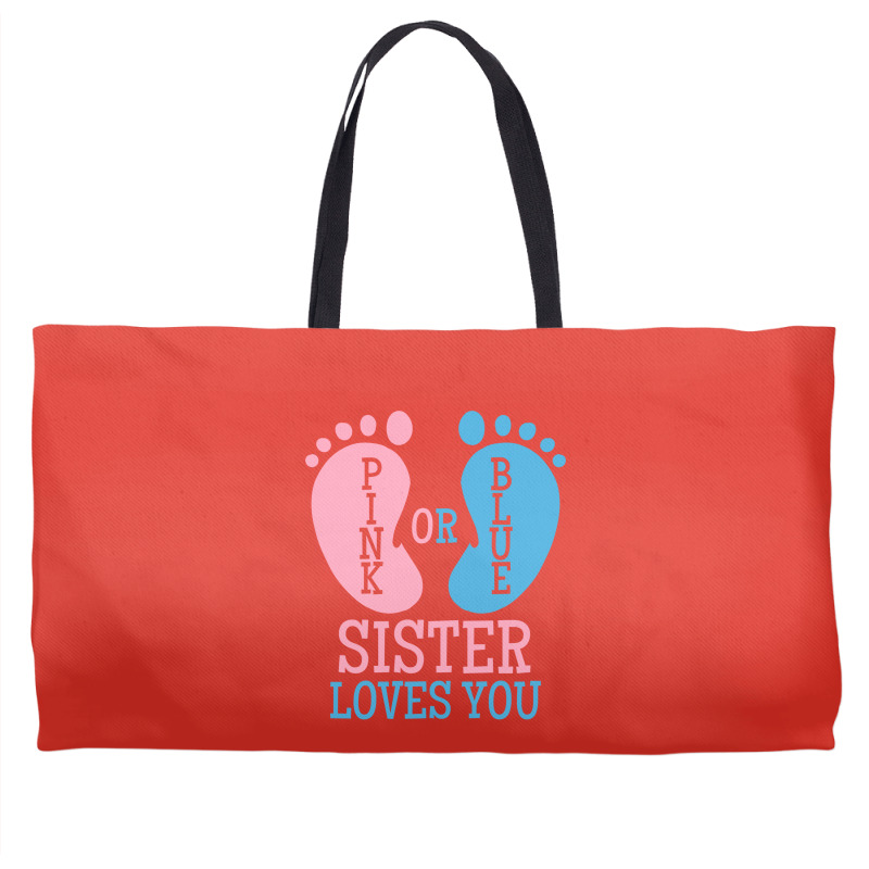 Gender Reveal Sister Pink Or Blue Vintage Weekender Totes | Artistshot