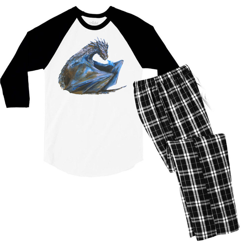 Ice Dragon   Viserion  Dark Men's 3/4 Sleeve Pajama Set | Artistshot