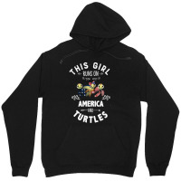 This Girl Runs On America And Turtles American Flag Patriotic 4th Of J Unisex Hoodie | Artistshot