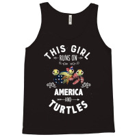 This Girl Runs On America And Turtles American Flag Patriotic 4th Of J Tank Top | Artistshot