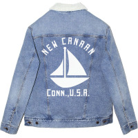 New Canaan Connecticut Sailing  Boating   White Te Unisex Sherpa-lined Denim Jacket | Artistshot