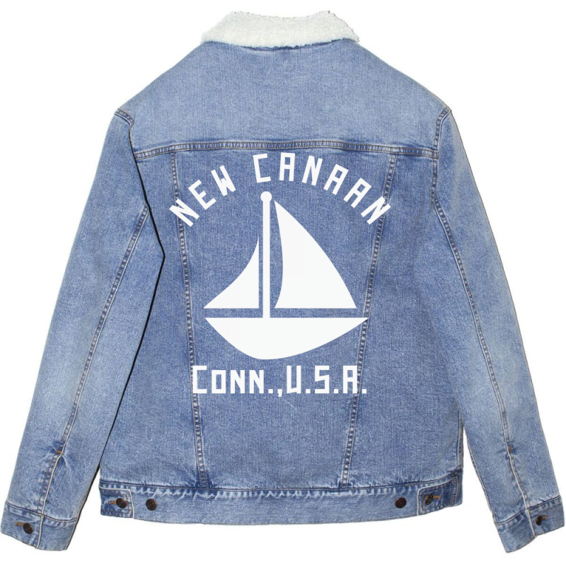 New Canaan Connecticut Sailing  Boating   White Te Unisex Sherpa-Lined Denim Jacket by bromonjielig | Artistshot