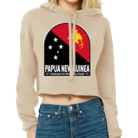 Papua New Guinea Flag Emblem Distressed Vintage Cropped Hoodie | Artistshot