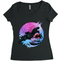 T Rex Waves Women's Triblend Scoop T-shirt | Artistshot