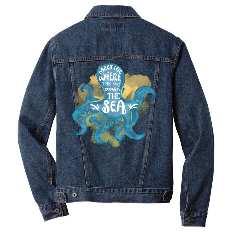 Cute Octopus Ocean Sea Girl (1) Men Denim Jacket | Artistshot