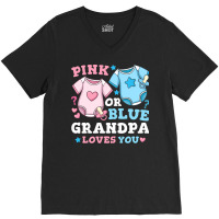 Gender Reveal Grandpa Pink Or Blue Nostalgia V-neck Tee | Artistshot