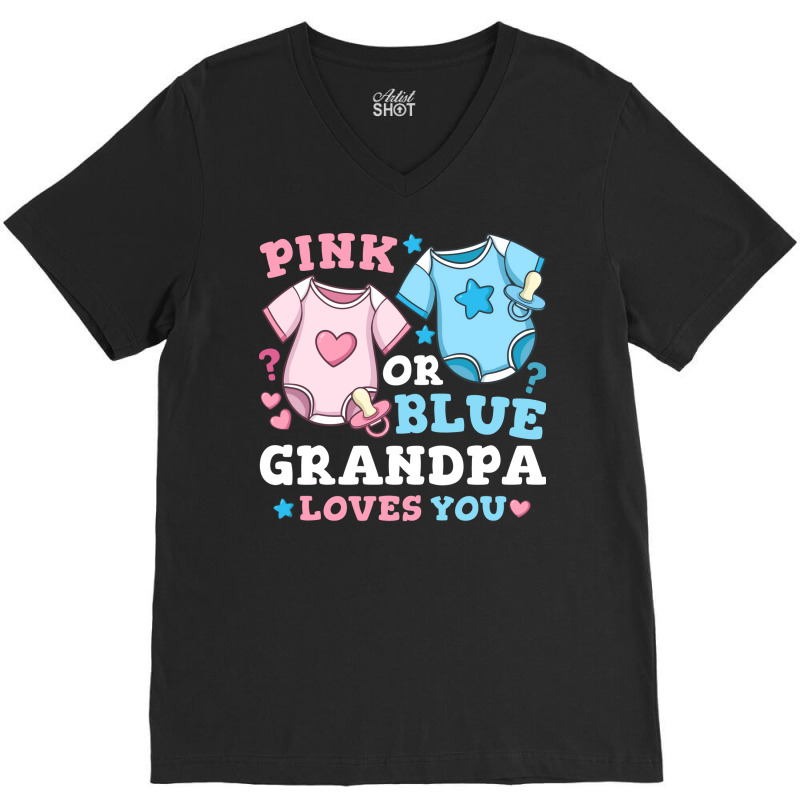 Gender Reveal Grandpa Pink Or Blue Nostalgia V-neck Tee | Artistshot